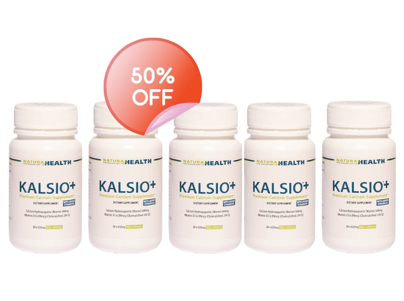 ☆SPECIAL☆  FIVE PACK Kalsio®+ Calcium & Vitamin D Supplement 80 Capsules 650mg (Exp: 06/25)