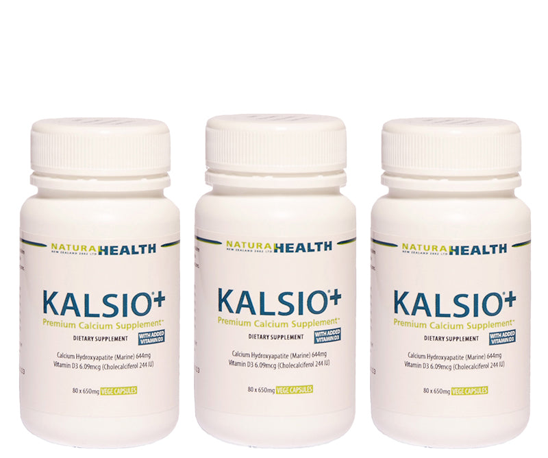 ☆SPECIAL☆ TRIPLE PACK Kalsio®+ Calcium & Vitamin D Supplement 80 Capsules 650mg