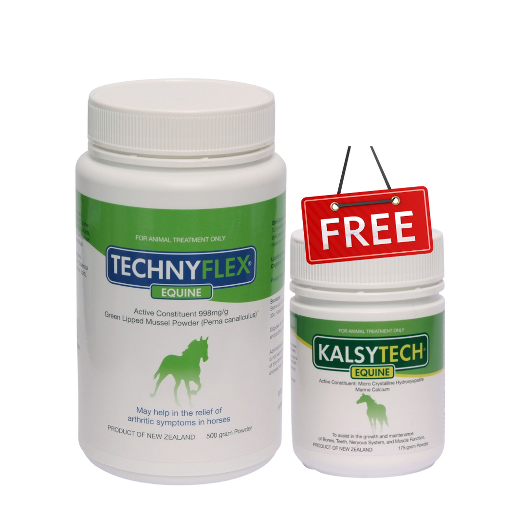 ☆SPECIAL☆ Technyflex® Equine 500g Powder tub + 1 FREE Kalsytech® Equine Calcium Supplement 175g powder tub
