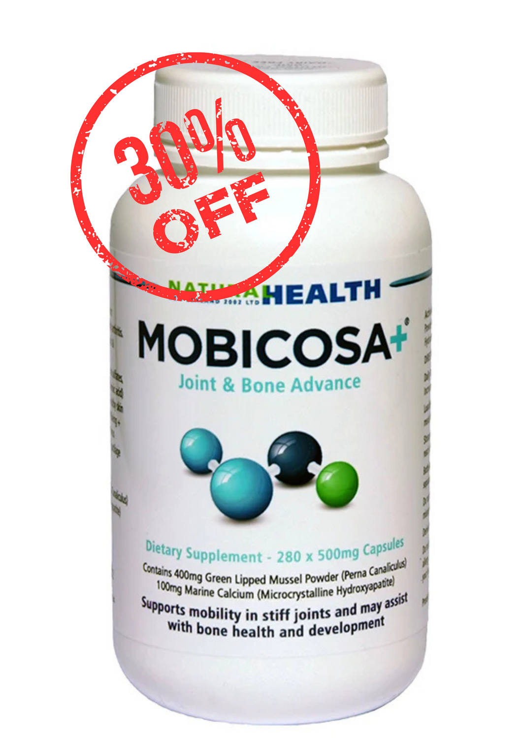Mobicosa+® Joint & Bone Advance Supplement 280 Capsules 500mg (Exp: 12/27)