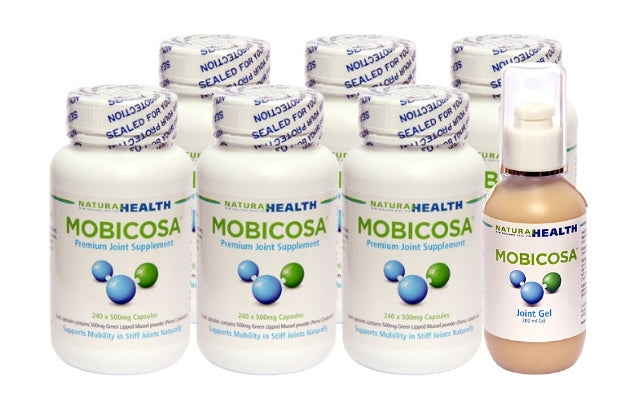 ☆SPECIAL☆ SIX PACK Mobicosa® Premium Joint Supplement 240 x 500mg Capsules + 1 FREE Mobicosa® Topical Joint Gel 200ml