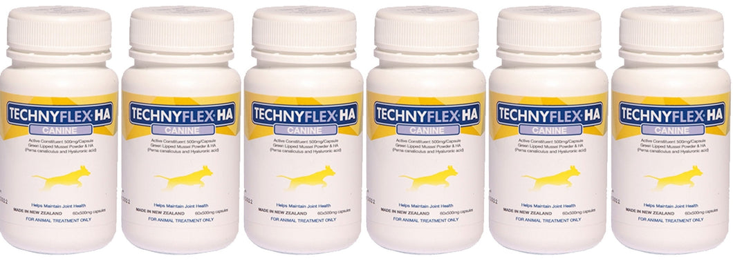 ☆SPECIAL☆ SIX PACK Technyflex® HA Canine Joint Supplement 60 x 500mg Capsules (360 Capsules) (Exp: 12/25)